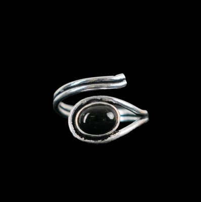 German silver ring Ovidie Black Onyx