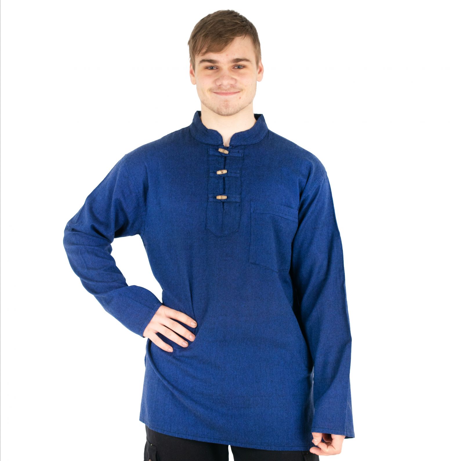 Kurta Vikram Blue - men's long-sleeved shirt Nepal
