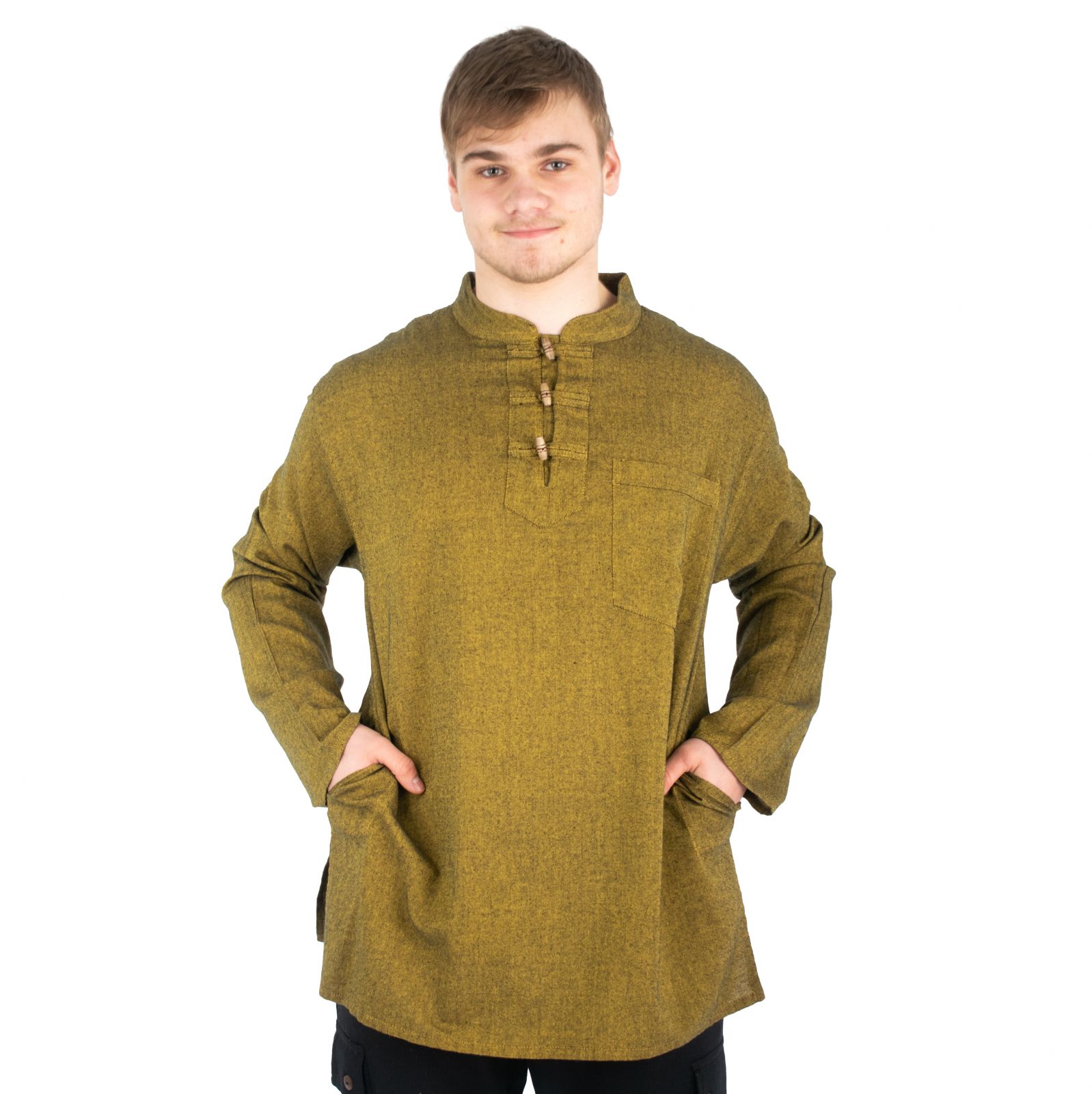 Kurta Vikram Mustard Yellow - men's long-sleeved shirt Nepal