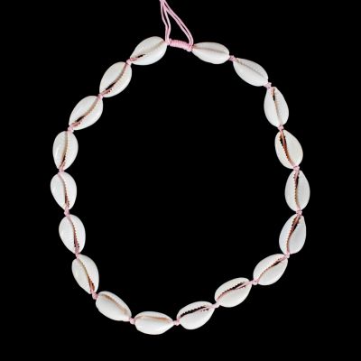 Macramé necklace with Kauri shells - Luanna Light Pink Thailand