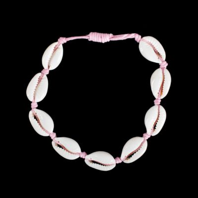 Macramé bracelet with Kauri shells - Luanna Light Pink