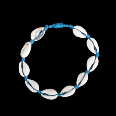 Macramé bracelet with Kauri shells - Luanna Petrol Blue