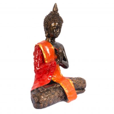Painted resin statuette Colourful Buddha 20 cm Indonesia