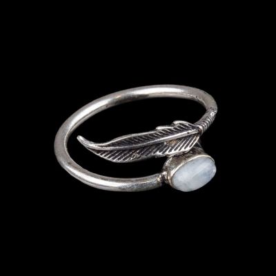 German silver ring Fairuzam Moon stone