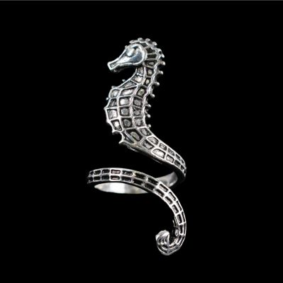 German silver ring Seahorse 2