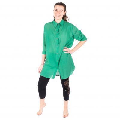 Single colour ladies shirt Savitree Jade Green - Long | UNI