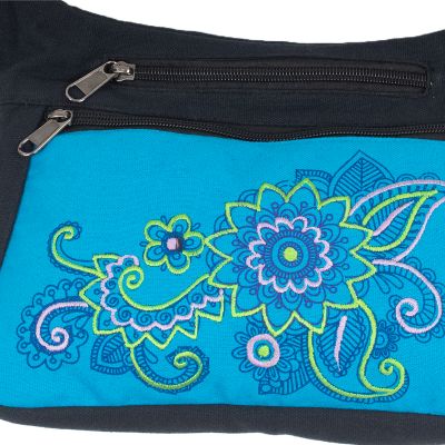 Cotton fanny pack with embroidery Albena Blue Nepal