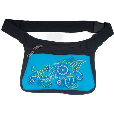 Cotton fanny pack with embroidery Albena Blue