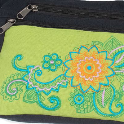 Cotton fanny pack with embroidery Albena Green Nepal