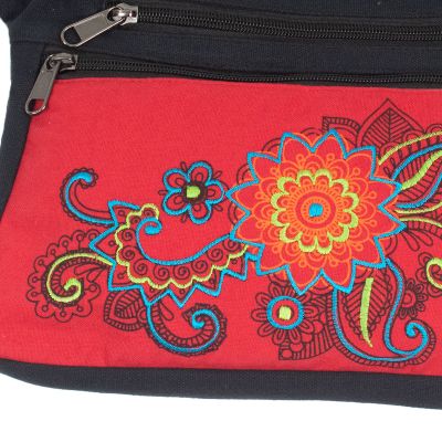 Cotton fanny pack with embroidery Albena Red 1 Nepal