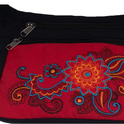 Cotton fanny pack with embroidery Albena Red 2 Nepal