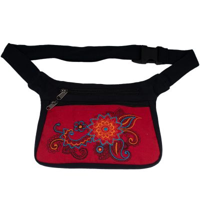 Cotton fanny pack with embroidery Albena Red 2 Nepal