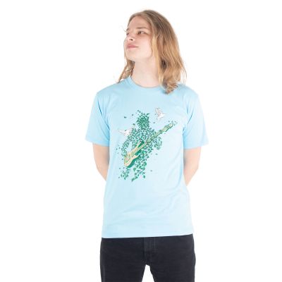Cotton t-shirt with print Bass of nature - pale blue Thailand