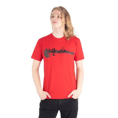 Cotton t-shirt with print Guitar City - red | M, L, XL, XXL