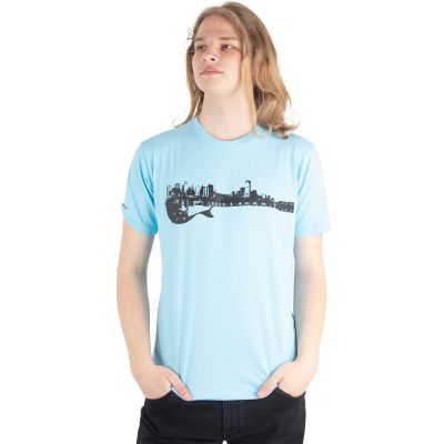 Cotton t-shirt with print Guitar City - pale blue Thailand