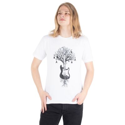 Cotton t-shirt with print Guitar Tree – white Thailand