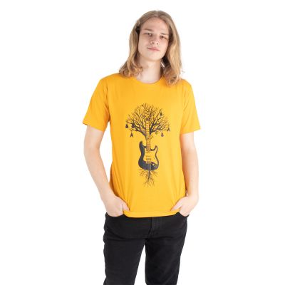Cotton t-shirt with print Guitar Tree – yellow | M, L, XL, XXL