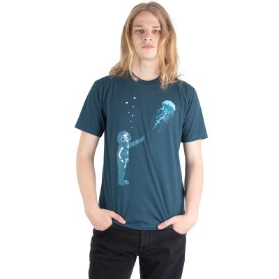 Cotton t-shirt with print Sea encounter – petrol blue | M, L, XL, XXL
