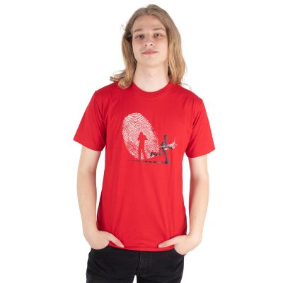 Cotton t-shirt with print Fingerprint Theft – red | M, L, XL, XXL