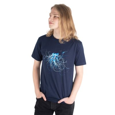 Cotton t-shirt with print Jellyfish profile - dark blue Thailand