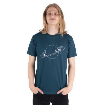 Cotton t-shirt with print Space Race – petrol blue | M, L, XL, XXL