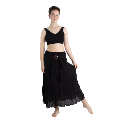 Long ethnic skirt with coconut buckle Kelapa Black | UNI