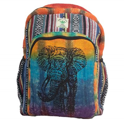 Ethnic backpack made of hemp Elephant - coloured
