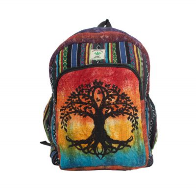 Ethnic backpack made of hemp Tree - coloured Nepal