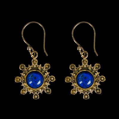Brass earrings Maalai Lapis lazuli