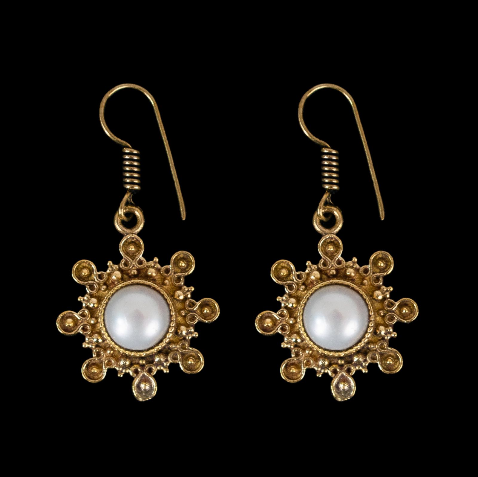 Brass earrings Maalai Pearl India