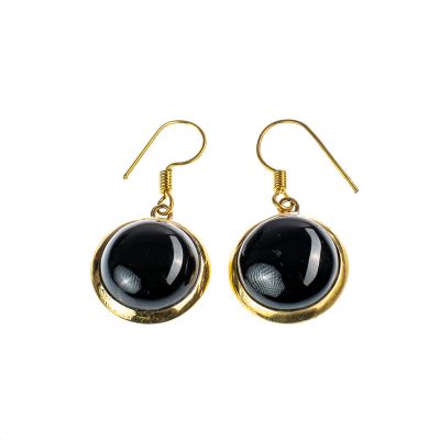Brass earrings Purnimal Black onyx
