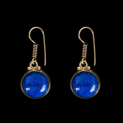 Brass earrings Purnimal Lapis lazuli