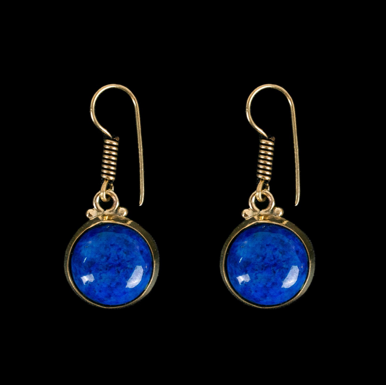 Brass earrings Purnimal Lapis lazuli India