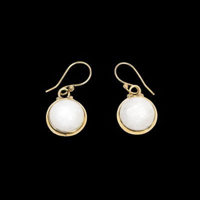 Brass earrings Purnimal Moon stone