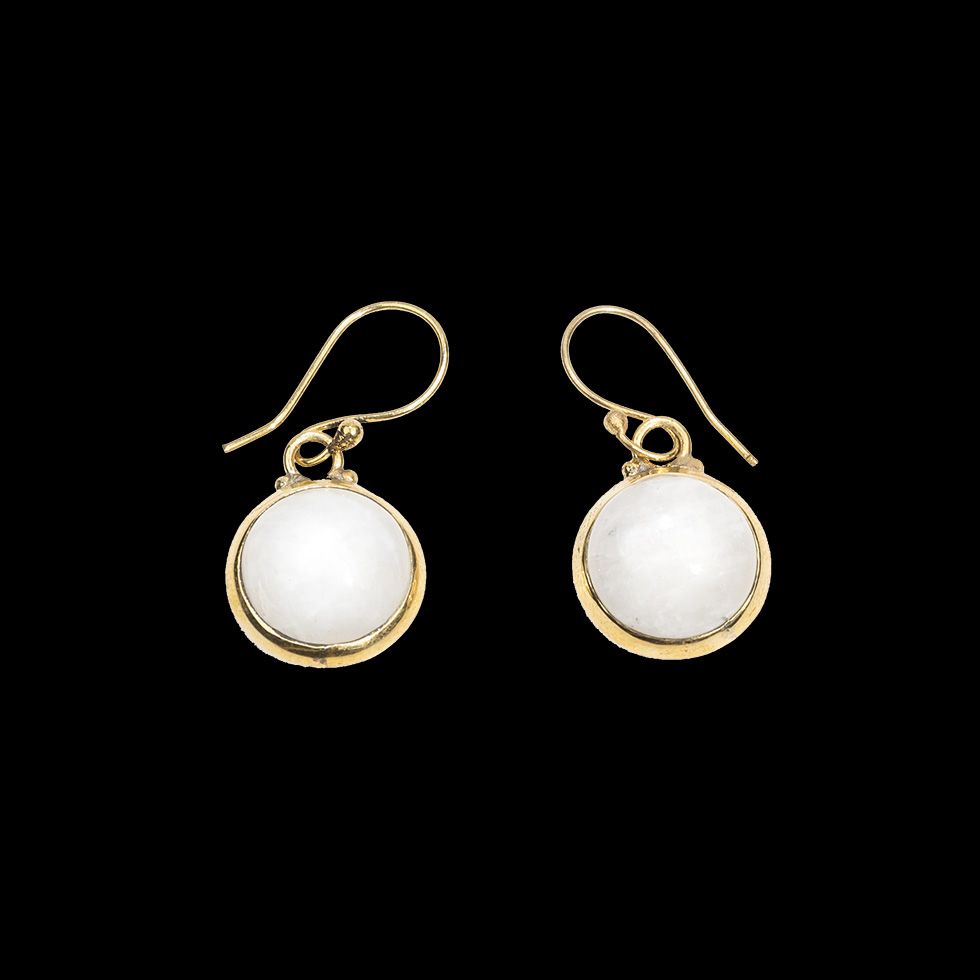 Brass earrings Purnimal Moon stone India