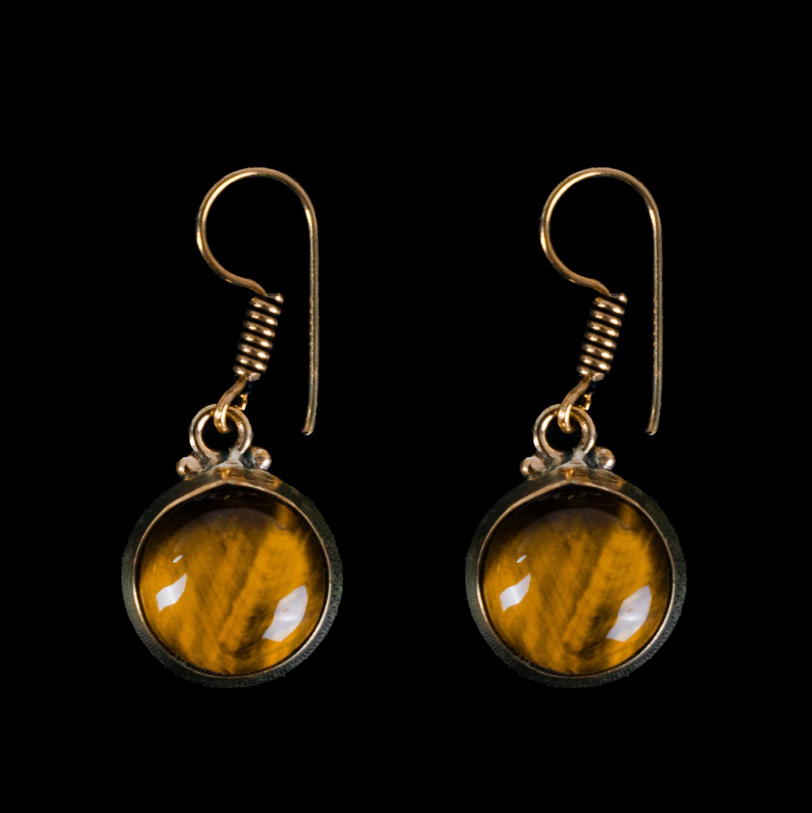 Brass earrings Purnimal Tiger Eye India