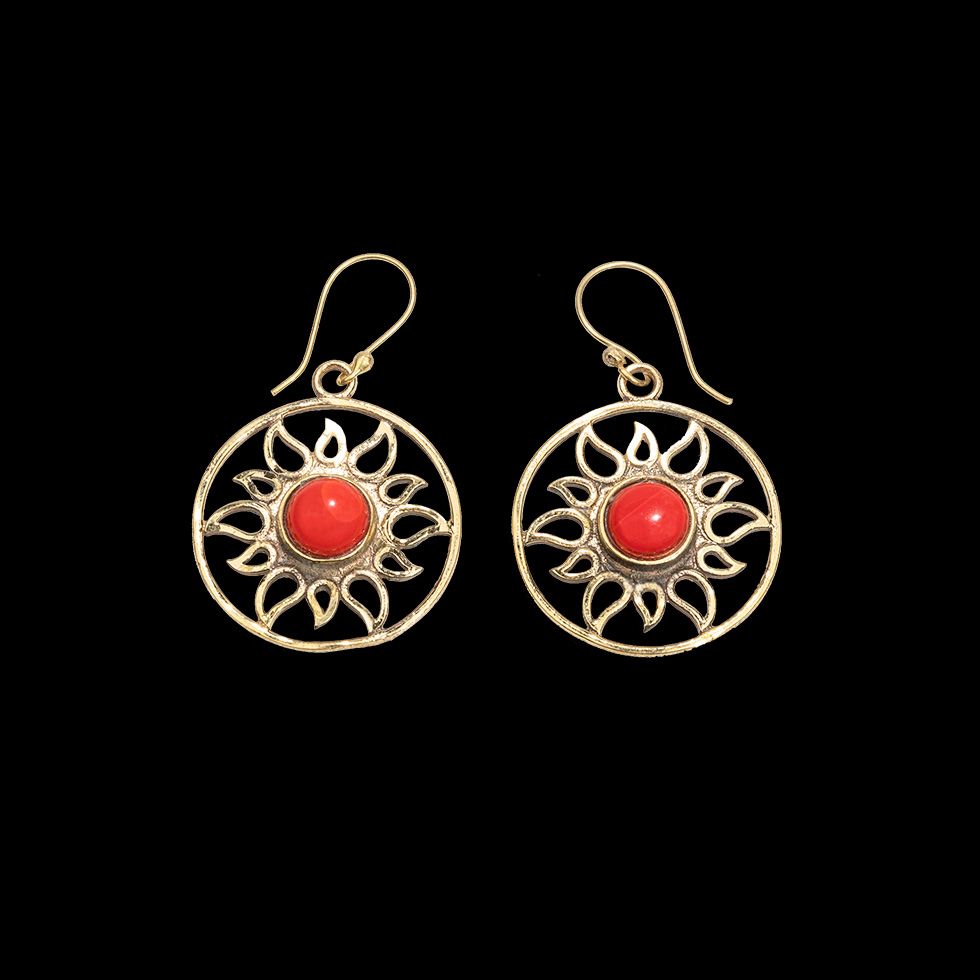 Brass earrings Zaina Red Howlit India