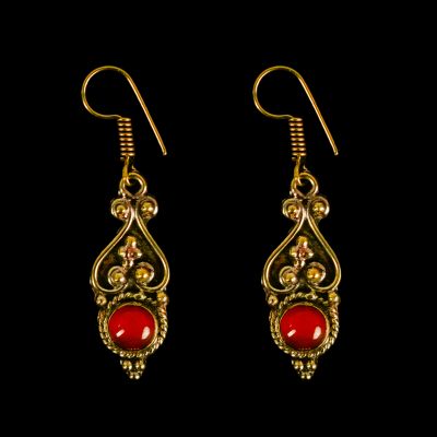 Brass earrings Agastye Cornelian