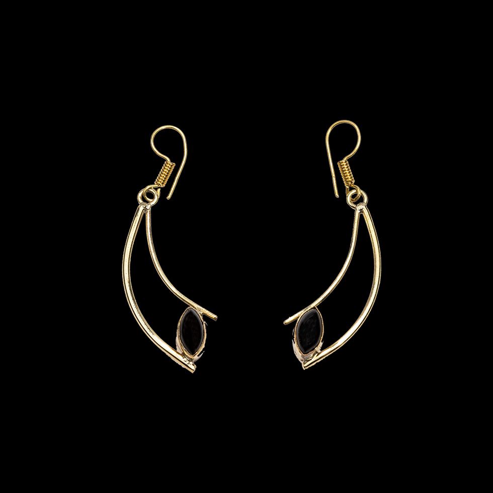 Brass earrings Amaris Black onyx India