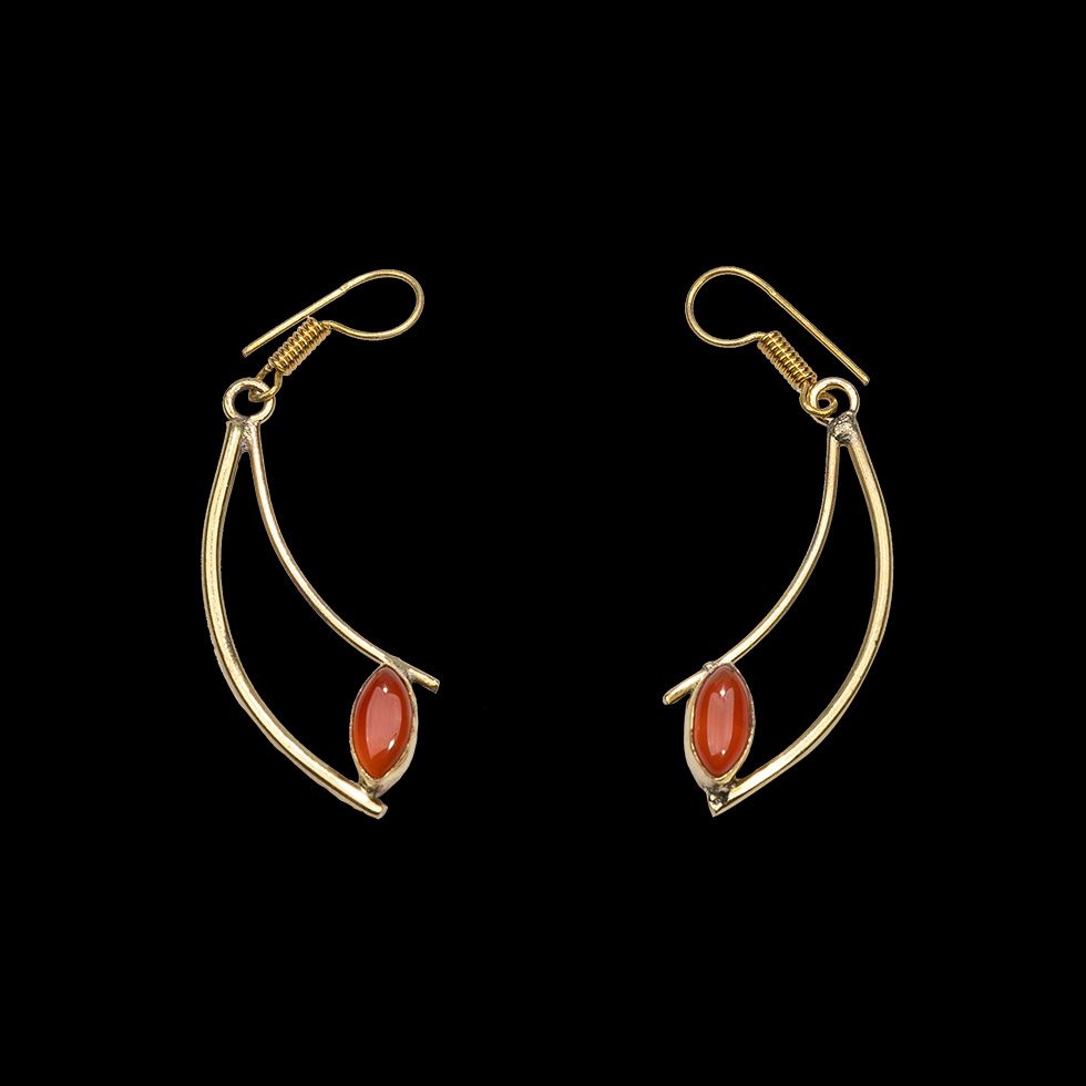 Brass earrings Amaris Cornelian India