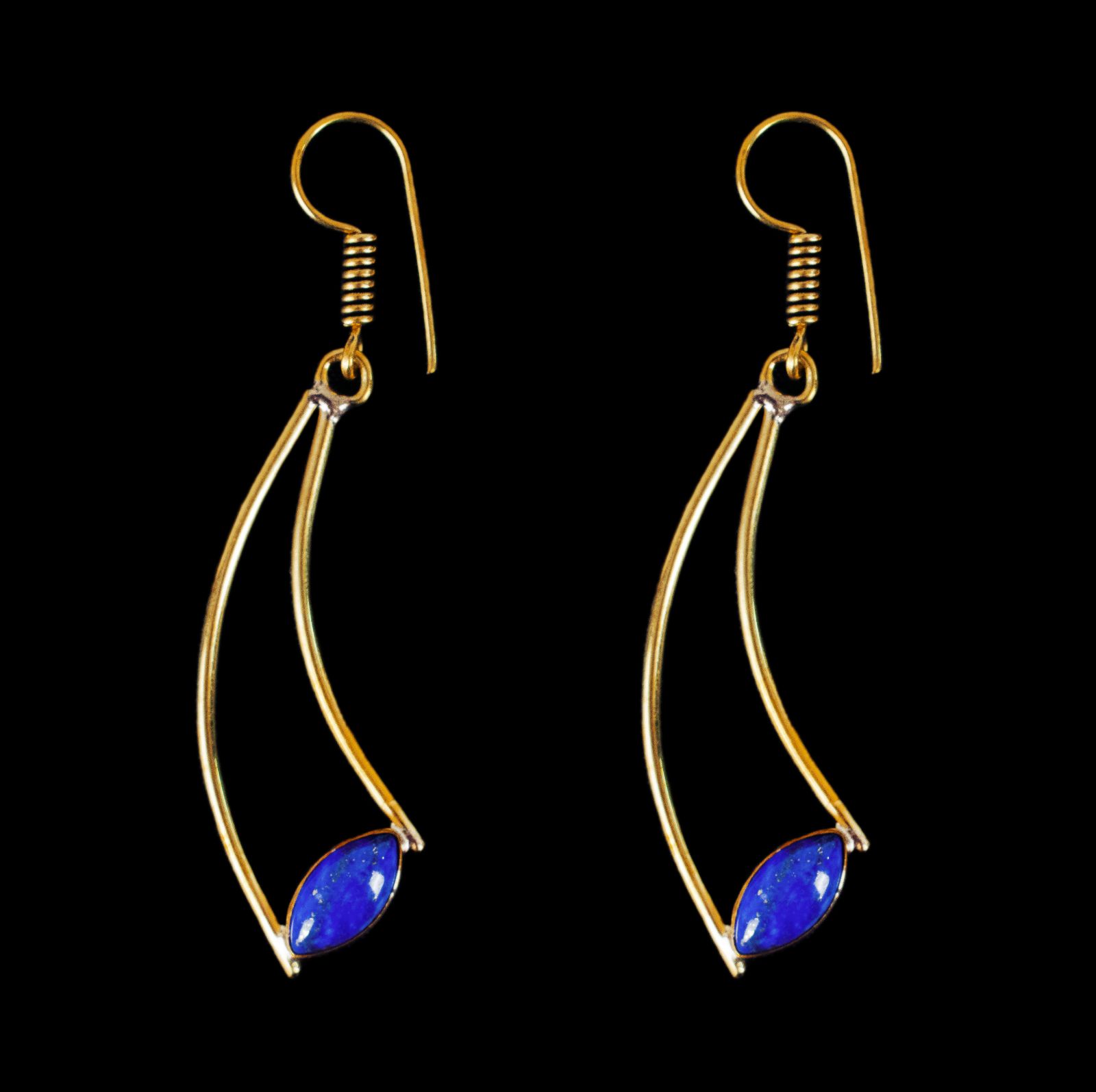 Brass earrings Amaris Lapis lazuli India