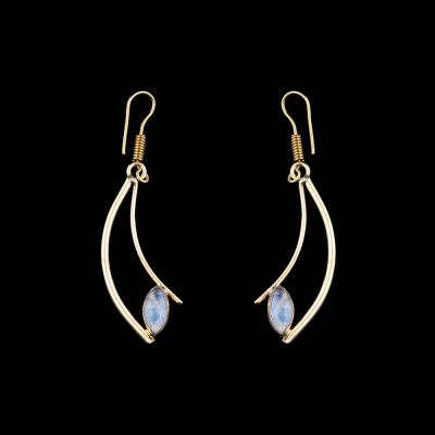 Brass earrings Amaris Moon stone