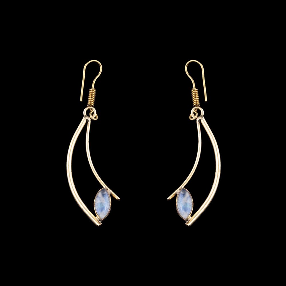 Brass earrings Amaris Moon stone India