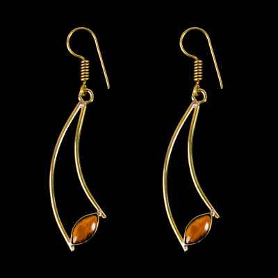 Brass earrings Amaris Tiger Eye