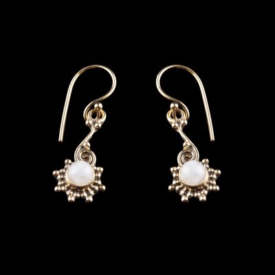Brass earrings Helen Moon stone India
