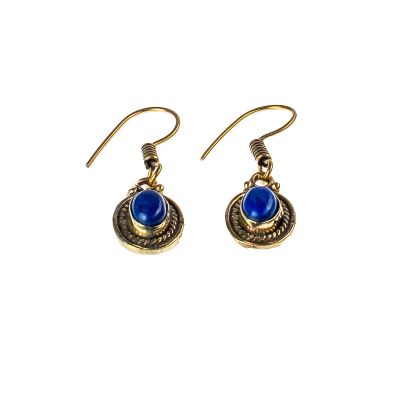 Brass earrings Kalene Lapis lazuli