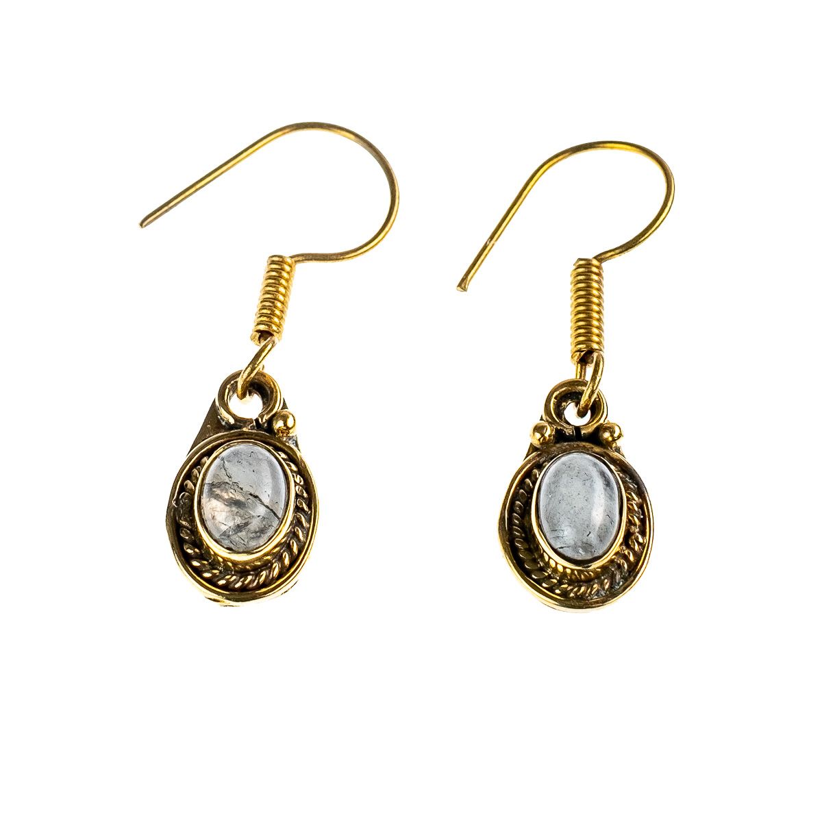 Brass earrings Kalene Moon stone India