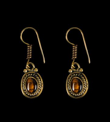Brass earrings Kalene Tiger Eye