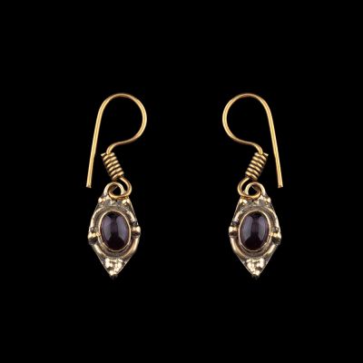 Brass earrings Marisol Amethyst