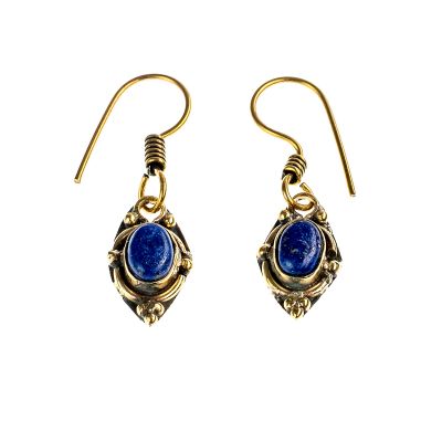 Brass earrings Marisol Lapis lazuli